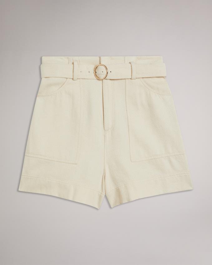 Short Ted Baker High Waisted Belted Blanche Femme | OFD-89113788